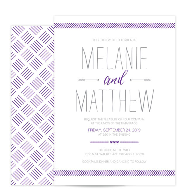 Purple and Gray Wedding Invitation