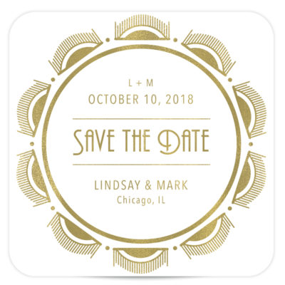 Gold Save the Date Coaster