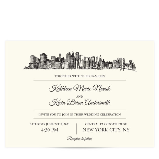 New York City skyline wedding invitation