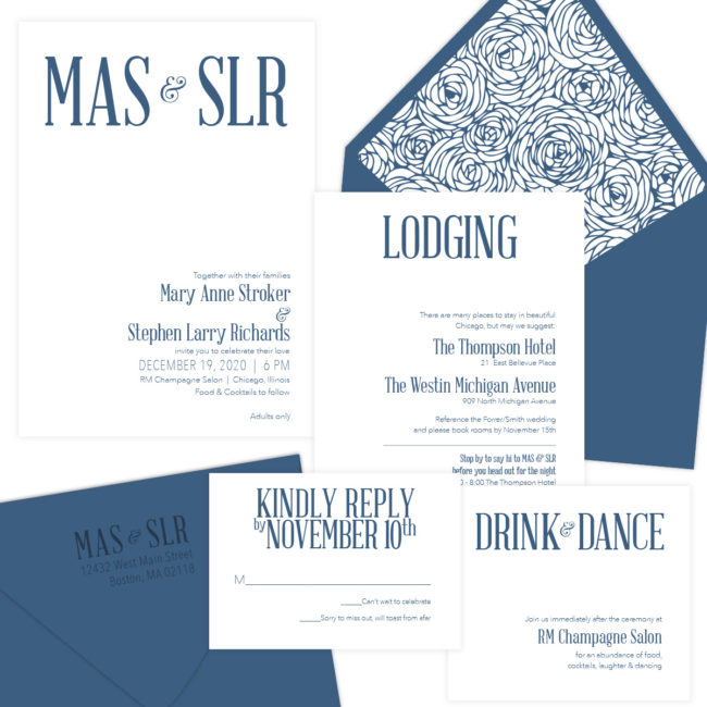 Navy Wedding Invitation Envelopes