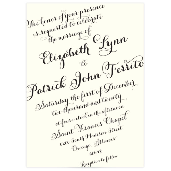 script wedding invitations elegant