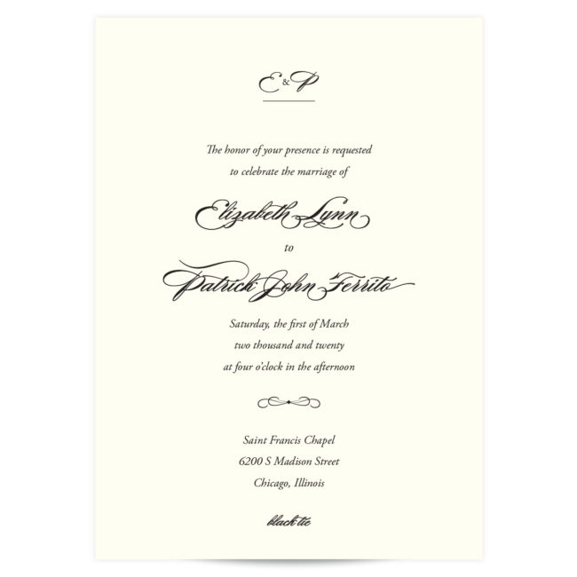 Black Script Wedding Invitation