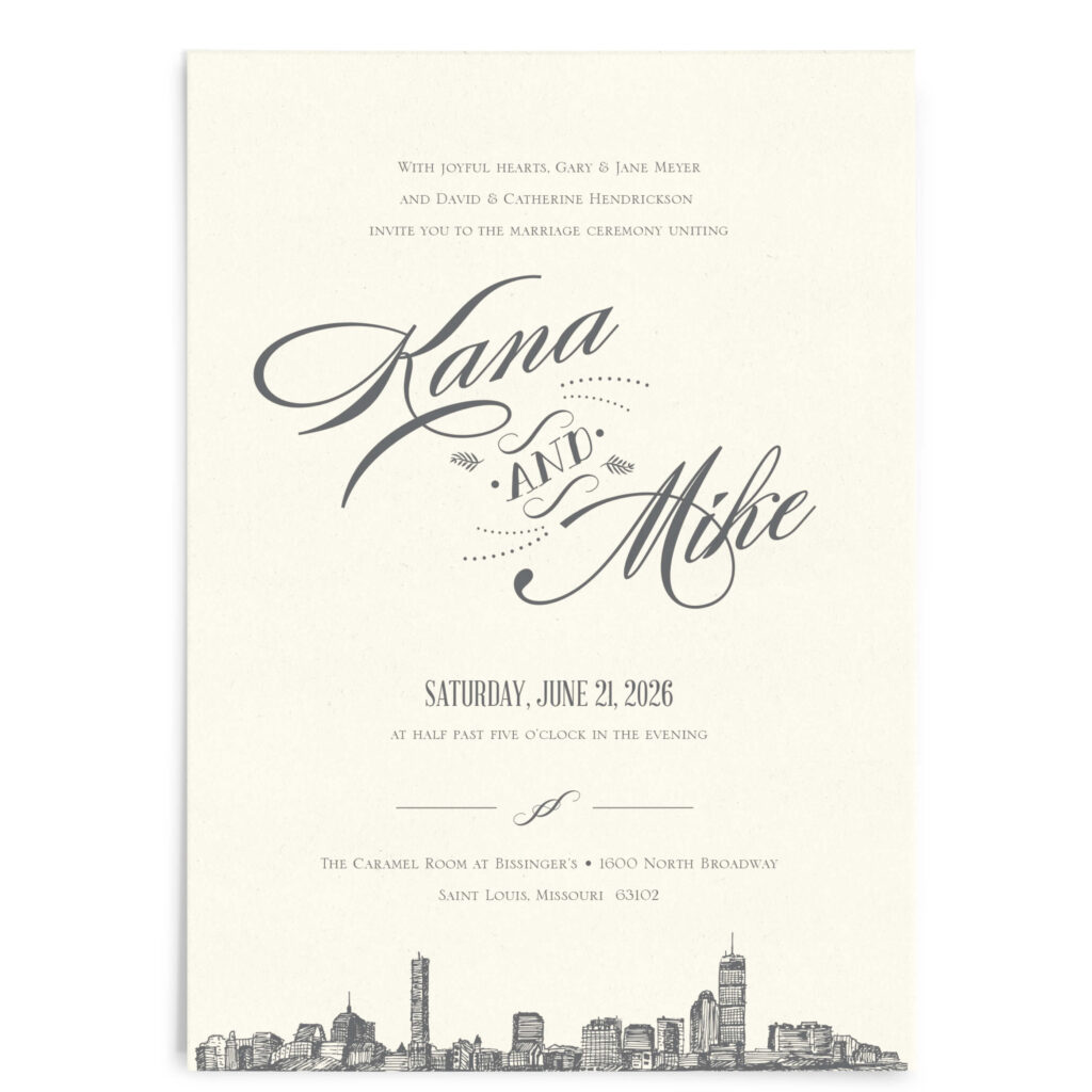 Kana Skyline Wedding Invitation Pixie Paper Co.