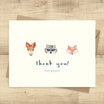 Woodland Animals Thank You Cards -