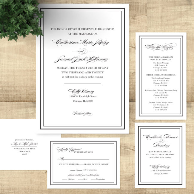 Catherine Ball - Black and white wedding invitations