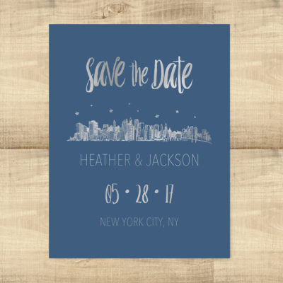 Silver Foil NYC Skyline Save the Date