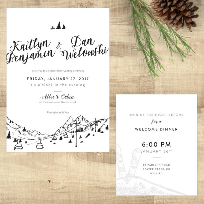 The Mountains Are Calling - Invitation & Reception Card
