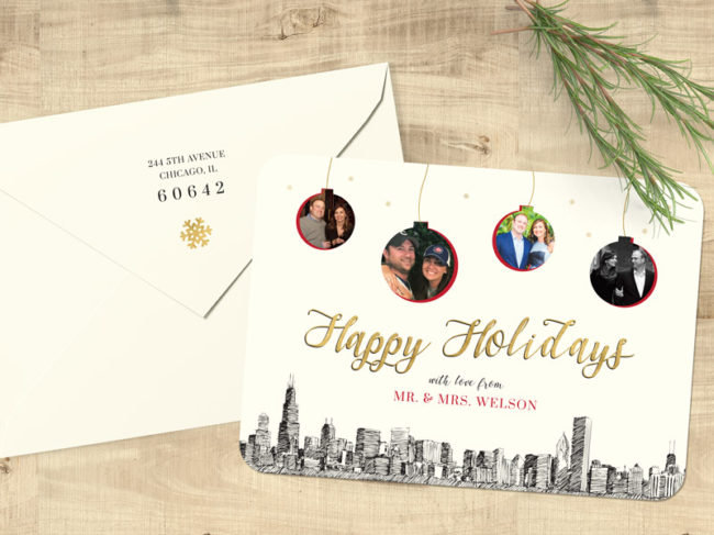 Ornaments Holiday - City Skyline Holiday Cards with Photos - Pixie