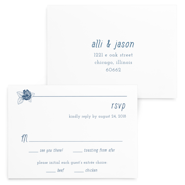Linear Floral Wedding Invitation Suite - RSVP card