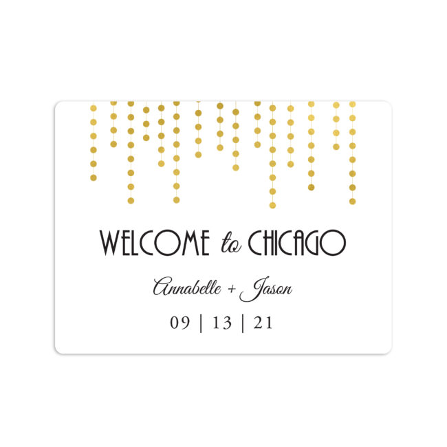 Chandelier Wedding Welcome Sticker 4x3"