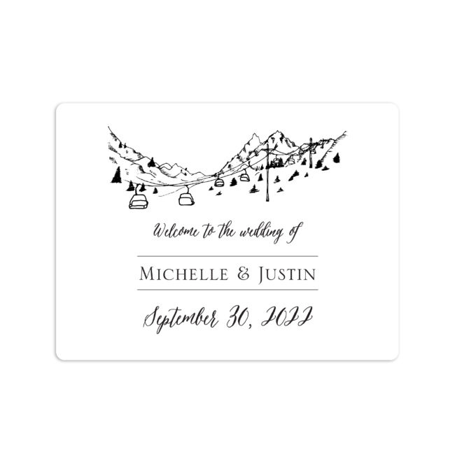 Mountain Skyline Wedding Welcome Sticker 4x3"