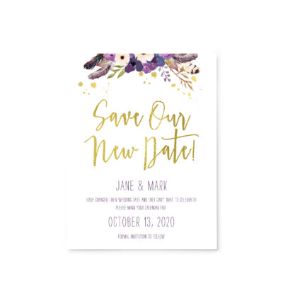 Save Our New Date - Gold Floral Boho